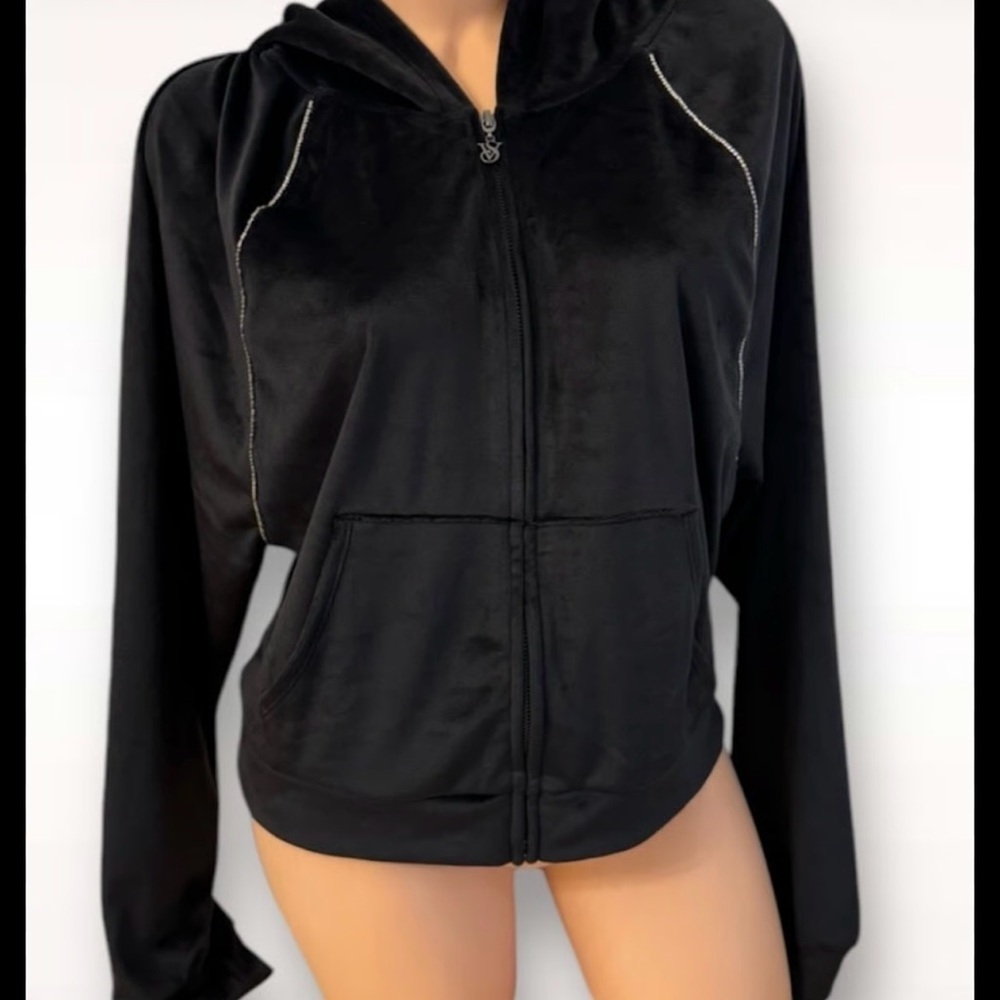 Victoria's Secret Black Zip-Up Hoodie A0398